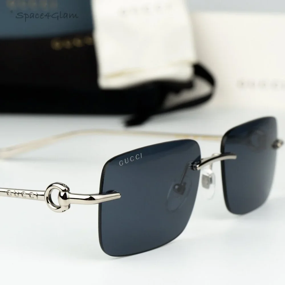 Gucci Men Sunglasses Silver Blue Rectangle GG1703S 003 BRAND NEW